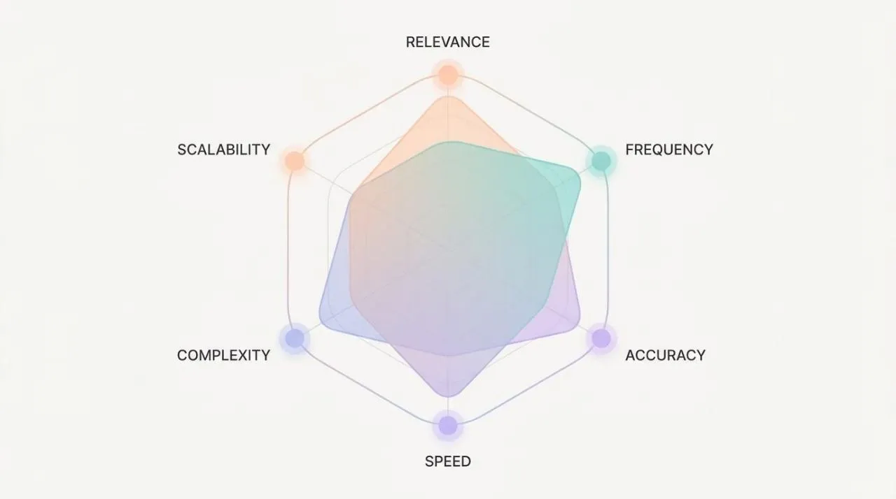 관련성, 빈도, 정확도 같은 신호를 종합해 기억 후보를 평가하는 개념도