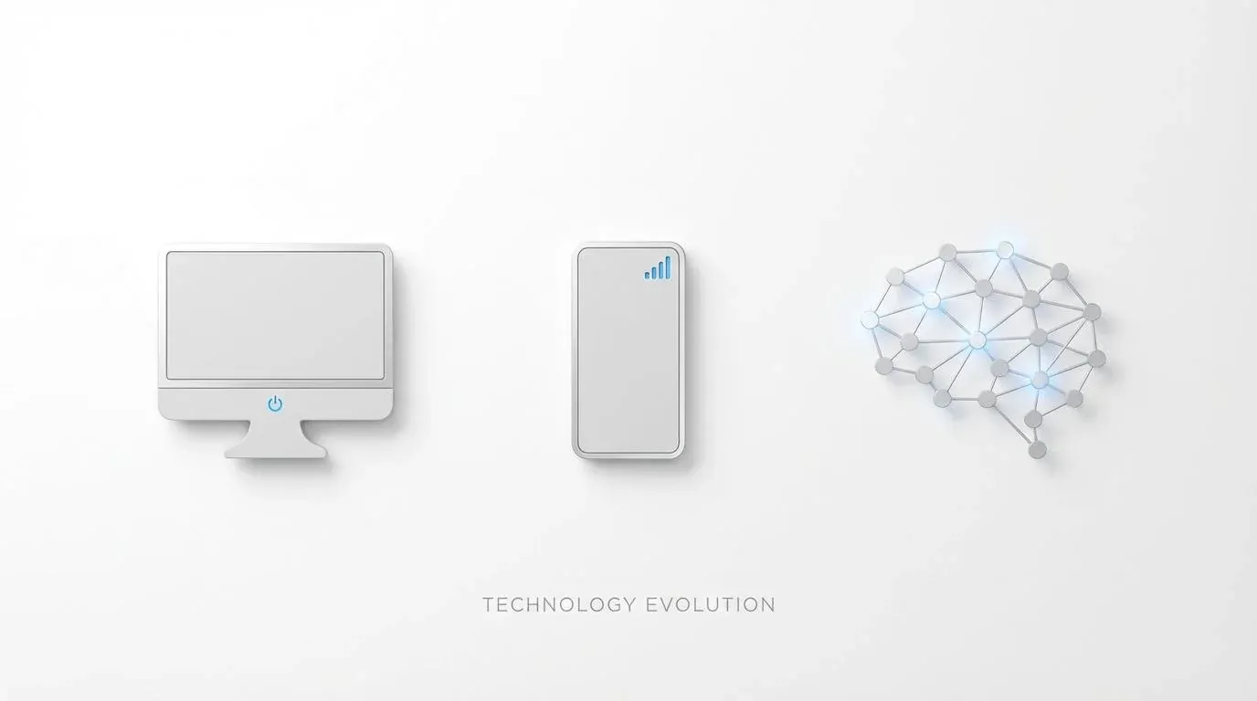 컴퓨터에서 모바일을 거쳐 AI로 이어지는 기술 진화 이미지