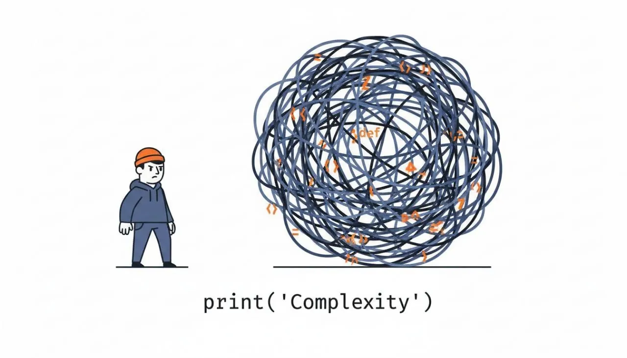 불필요한 라이브러리와 죽은 코드를 잘라내며 복잡성을 덜어내는 이미지를 보여준다