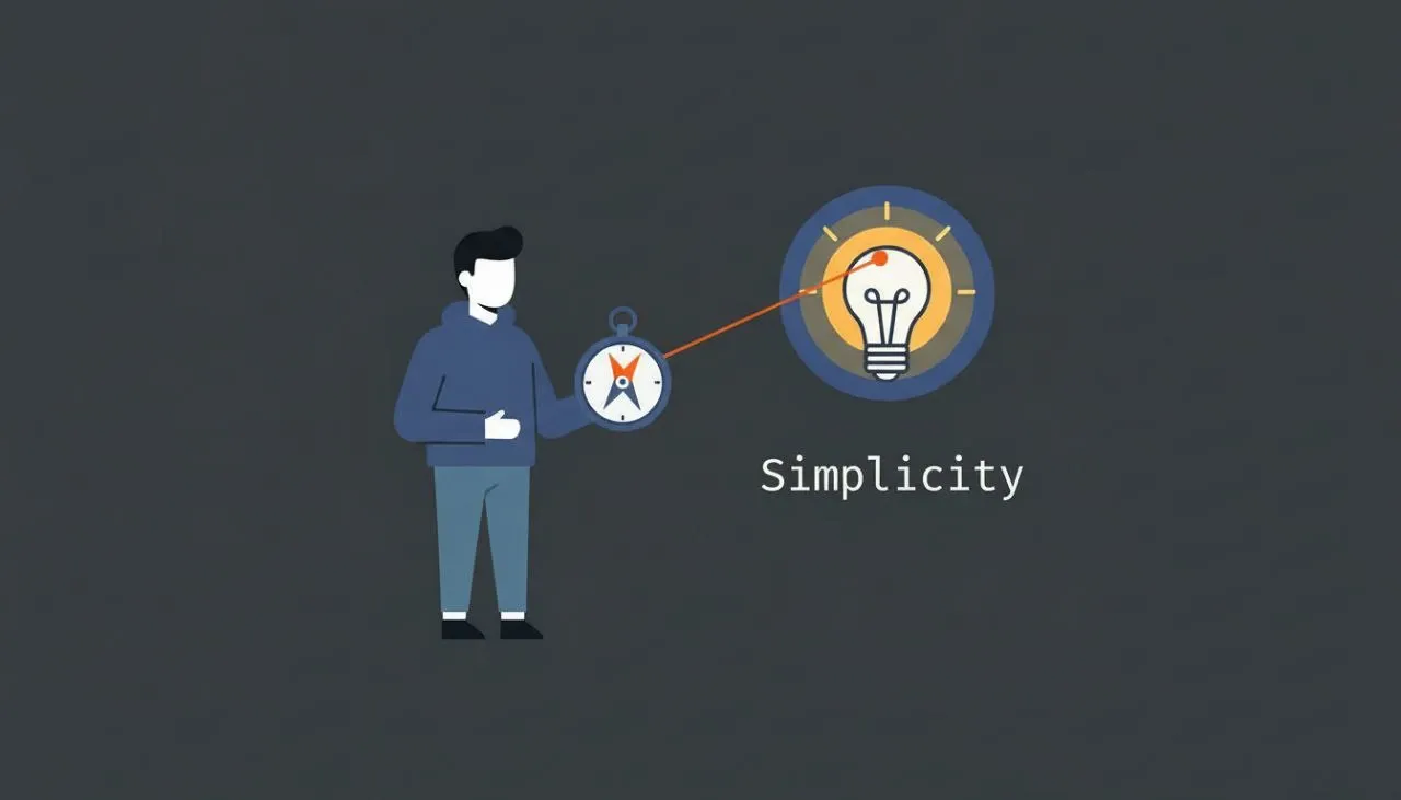 복잡함 속에서도 단순함이라는 방향을 잃지 않는다는 메시지의 이미지